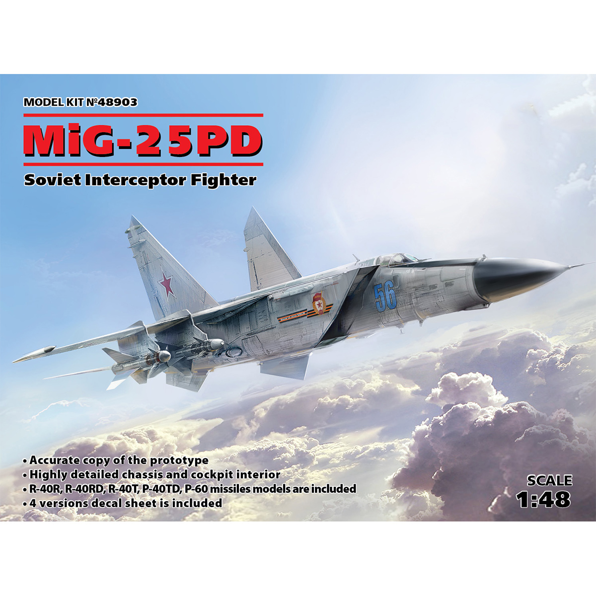 ICM MiG-25 PD Soviet Interceptor Fighter 1/48 Scale 48903