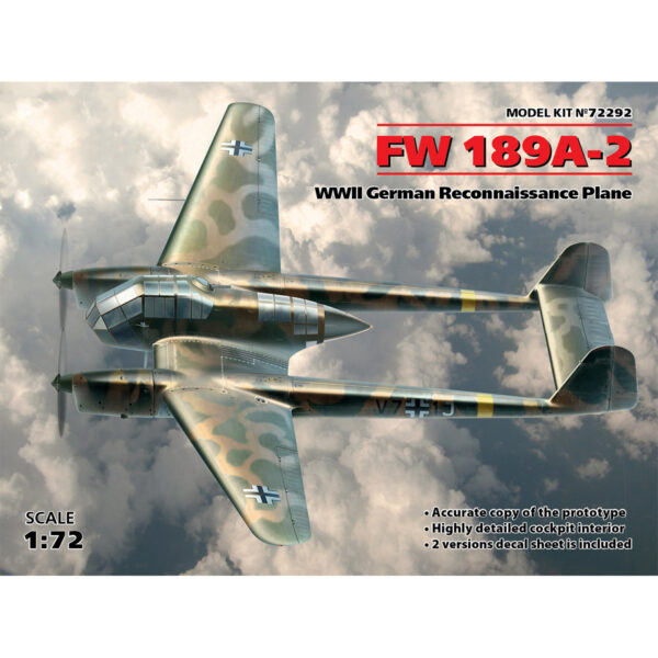 ICM FW 189A-2 WWII German Reconnaissance Plane 1/72 Scale 72292
