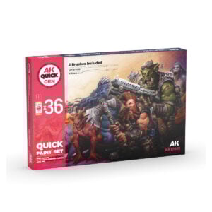 AK Interactive Quick Gen Paint Set of 36 Colors and 2 Brushes AK17601