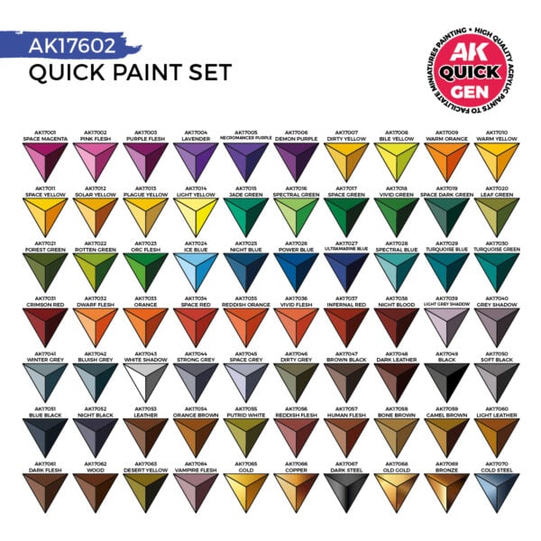 AK Interactive Quick Gen Paint Set of 72 Colors and 2 Brushes AK17602 - Image 3