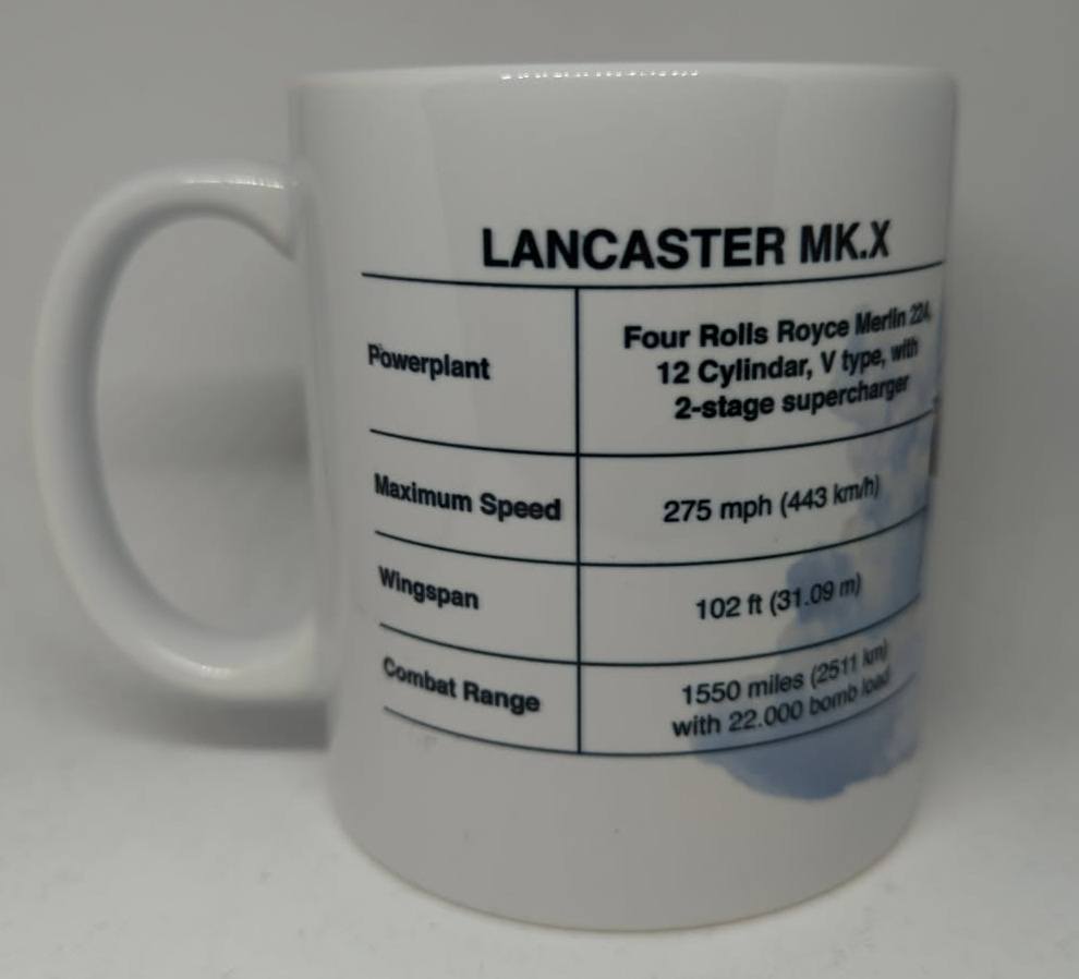 Lancaster MK.X Bomber Coffee Mug White with Specs 11oz SUP-MUGLANSPE-MKX Detail