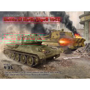 ICM Battle of Berlin April 1945 T-34-85 King Tiger 1/35 Scale DS3506
