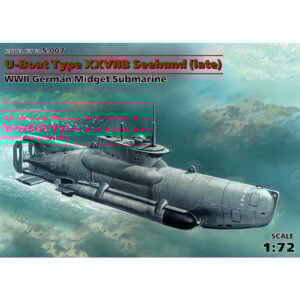 ICM U-Boat Type XXVIIB Seehund Late WWII German Midget Submarine 1/72 Scale S.007