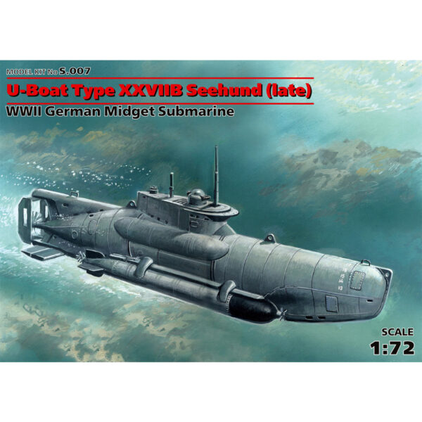 ICM U-Boat Type XXVIIB Seehund Late WWII German Midget Submarine 1/72 Scale S.007