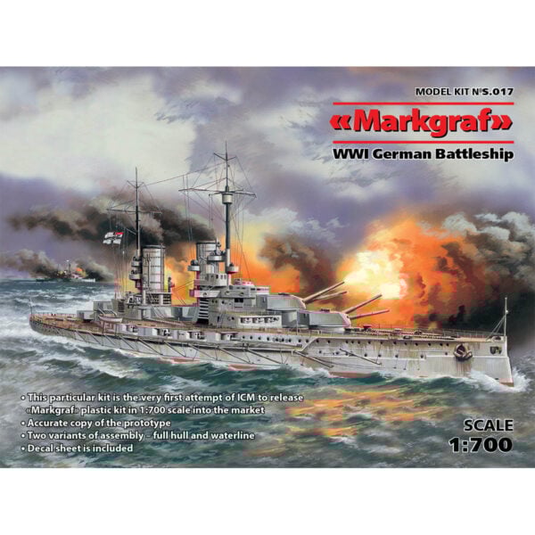 ICM Markgraf Full Hull and Waterline WWI German Battleship 1/700 Scale S.017