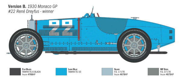 Italeri Bugatti Type 35B Targa Florio 1928 Monaco GP 1930 1/12 Scale 4716