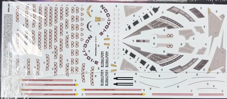 AMT U.S.S. Enterprise NCC-1701-E Translucent 1/1400 Scale 1405 Decal Sheet