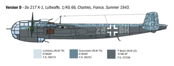 Italeri DO 217 K-1/K-2 with FRITZ X Bombs 1/72 Scale 1488