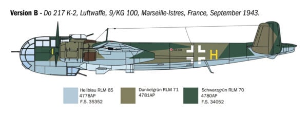 Italeri DO 217 K-1/K-2 with FRITZ X Bombs 1/72 Scale 1488