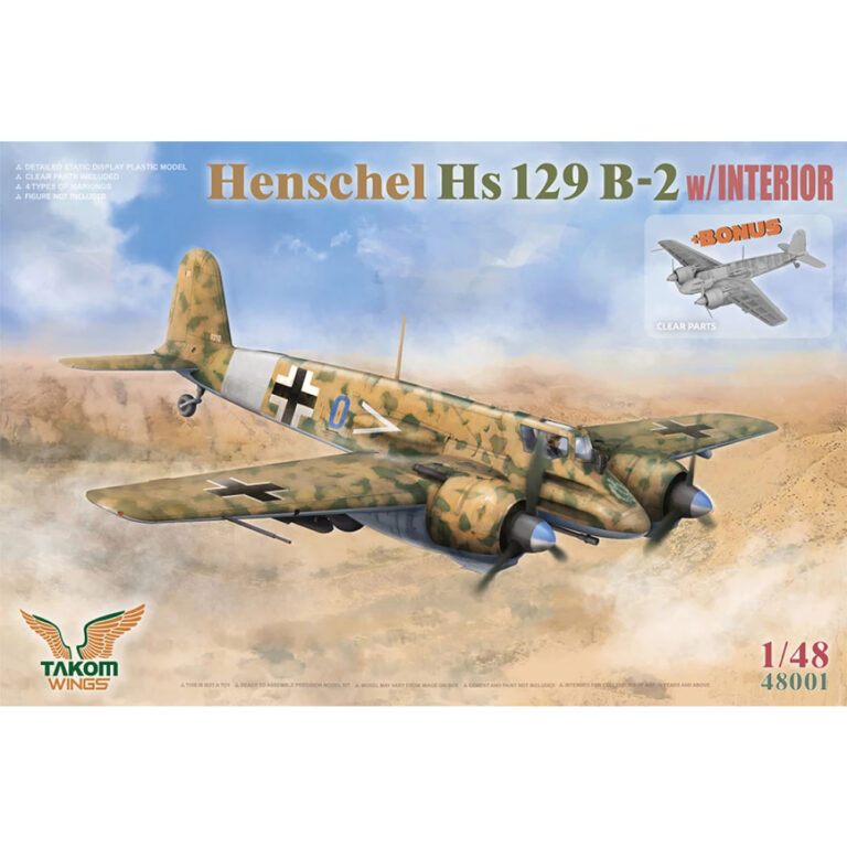 Takom Wings Henschel Hs129 B-2 with Interior and Clear Parts 1/48 Scale ...
