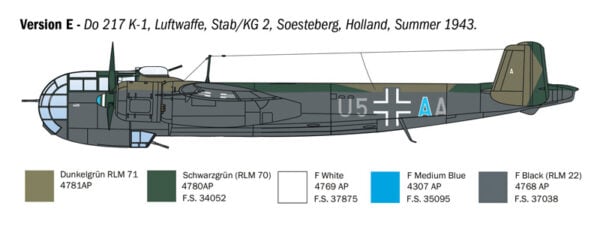 Italeri DO 217 K-1/K-2 with FRITZ X Bombs 1/72 Scale 1488