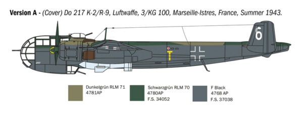 Italeri DO 217 K-1/K-2 with FRITZ X Bombs 1/72 Scale 1488