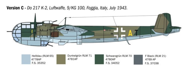 Italeri DO 217 K-1/K-2 with FRITZ X Bombs 1/72 Scale 1488