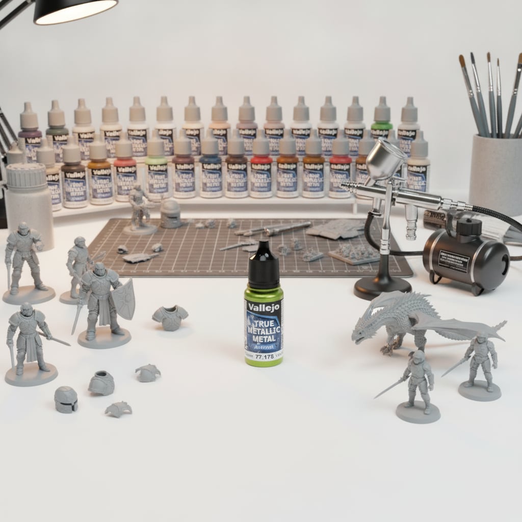 Amber Green Airbrush 18ml True Metallic Metal Vallejo 77175