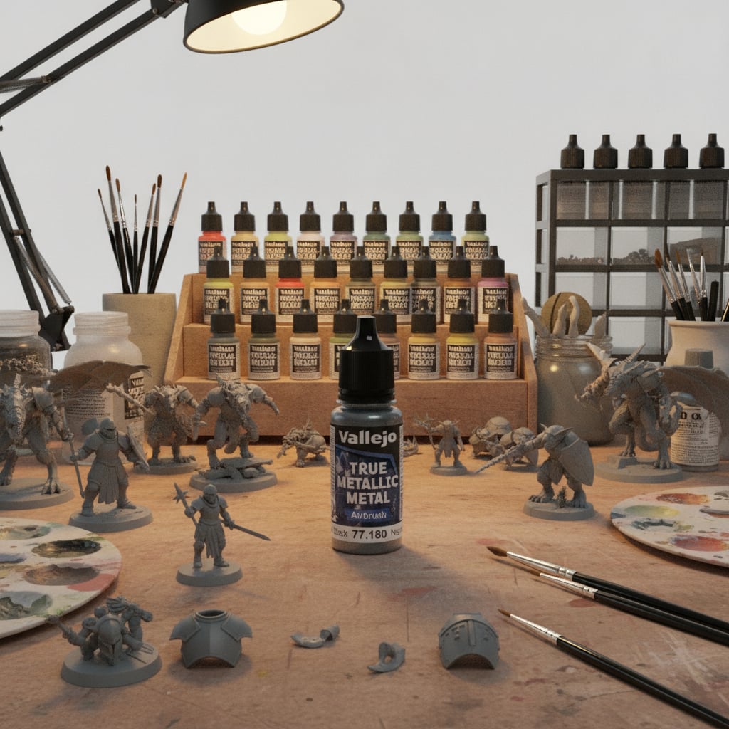Obsidian Black Airbrush 18ml True Metallic Metal Vallejo 77180