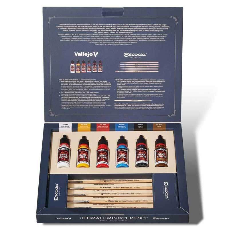 Vallejo Ultimate Miniature Paint Set & Escoda Brushes 72206