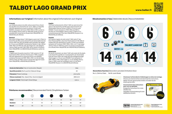 Heller Talbot Lago Grand Prix 1/24 Scale 80721