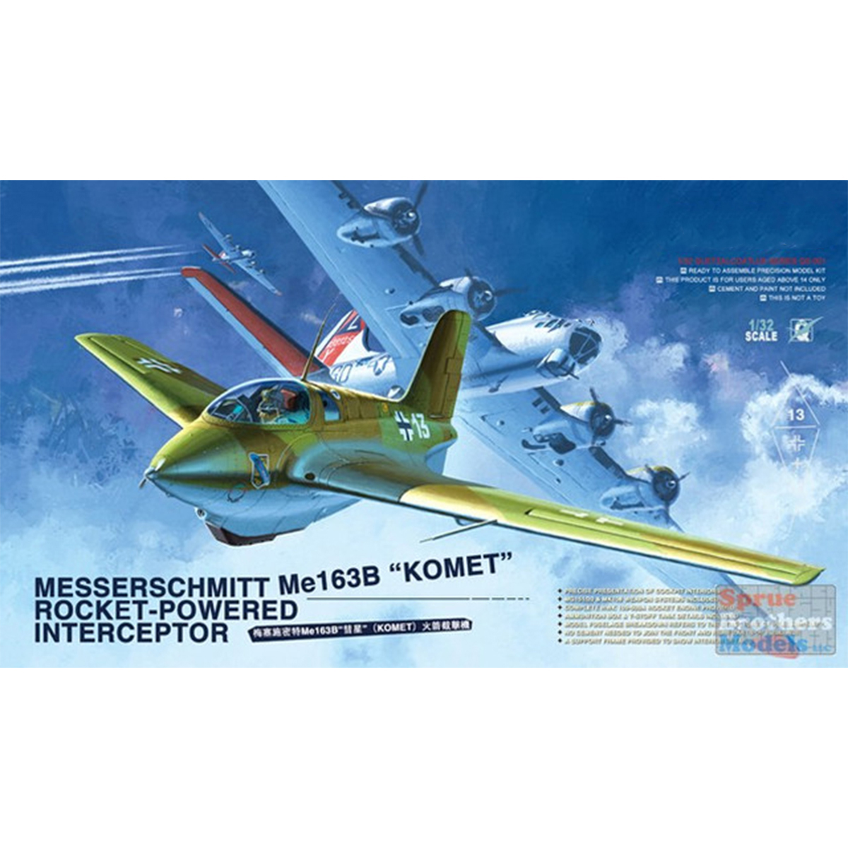 Meng Messerschmitt Me163B Komet Rocket Powered Intereceptor 1/32 Scale QS-001