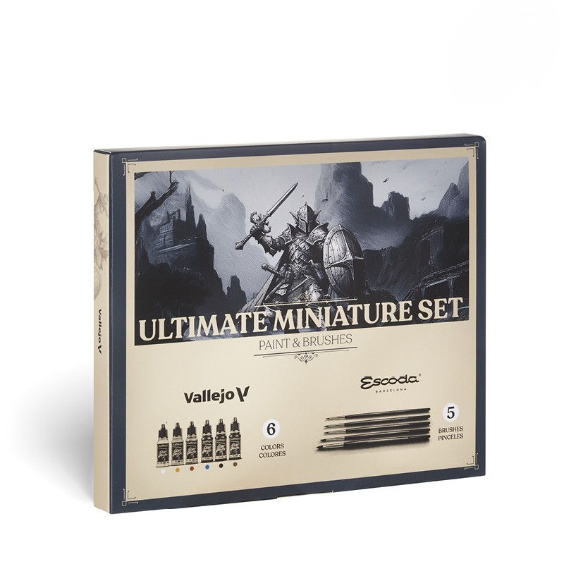 Vallejo Ultimate Miniature Paint Set & Escoda Brushes 72206 Front