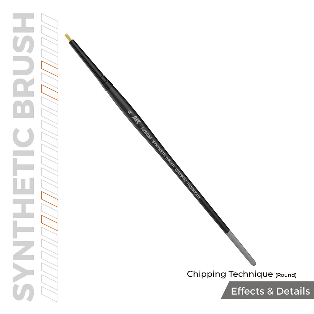 AK Interactive Synthetic Brush Chipping Technique Round AKB028