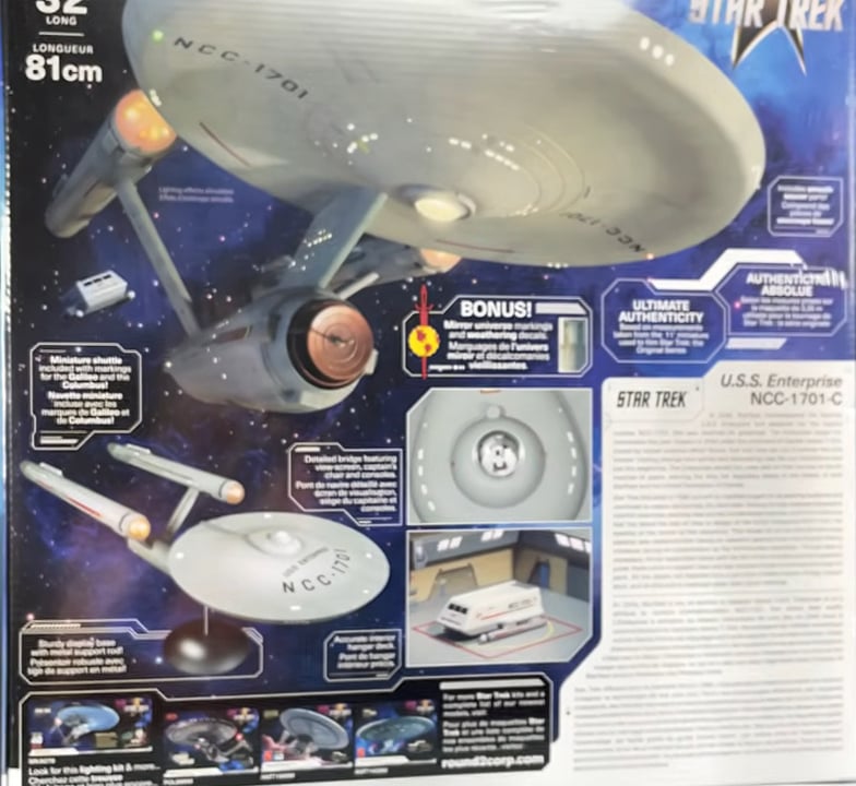 Polar Lights USS Enterprise NCC-1701 60th Anniversary Edition 1/350 Scale 1015 Partial Rear of Box