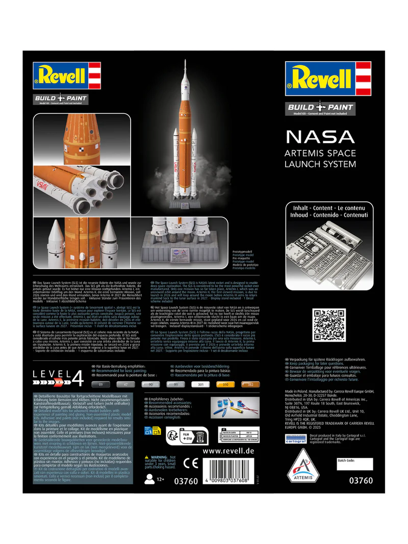 Box Rear Revell Germany NASA Artemis Space Launch System SLS 1/144 Scale 03760