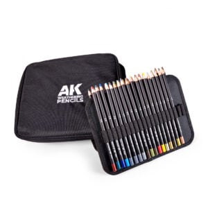AK Interactive Weathering Pencils Full Range of 37 with Cloth Case AK10050 Details