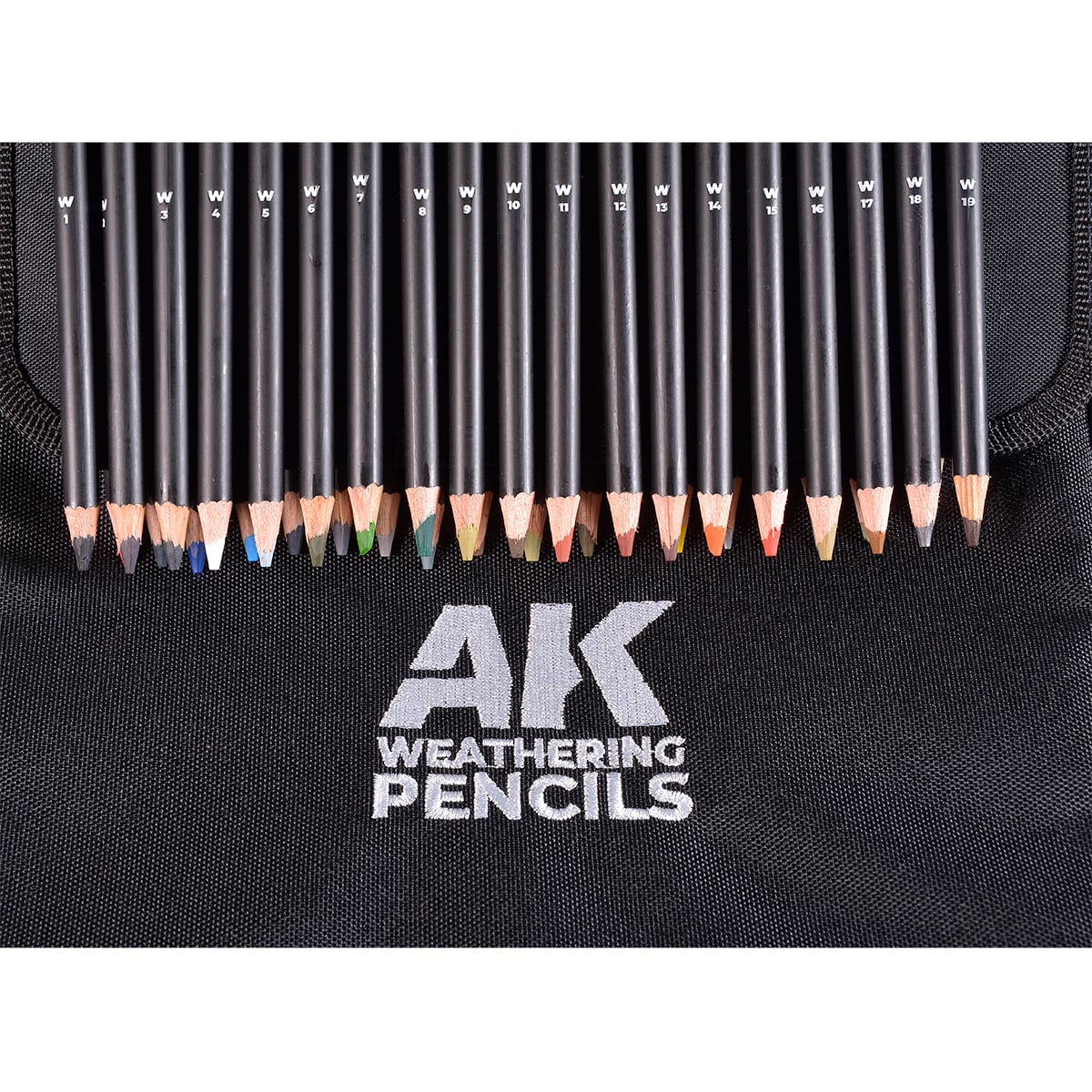 AK Interactive Weathering Pencils Full Range of 37 with Cloth Case AK10050 Details