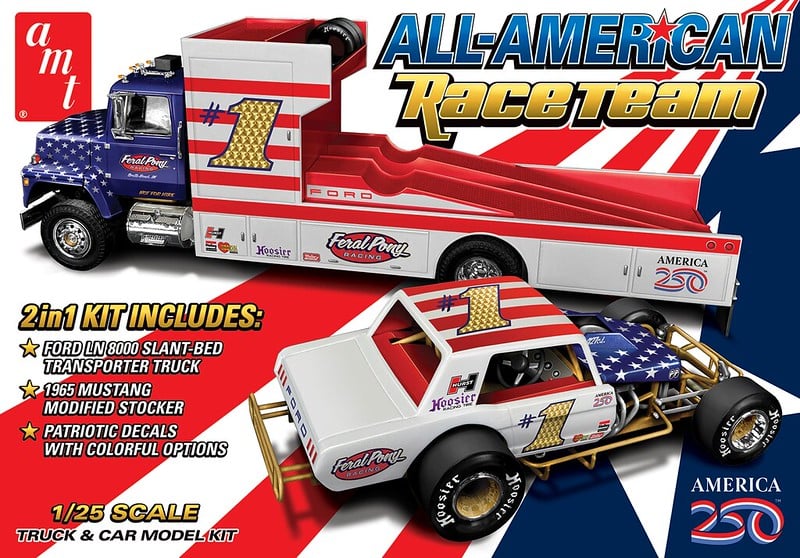 AMT Ford LN 8000 Transporter and 1965 Mustang Modified 1/25 Scale 1596