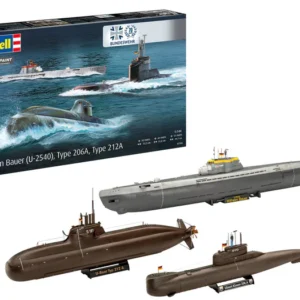 Revell Germany 70 Years Bundeswehr Wilhelm Bauer Type 206A Class 2 Submarine Trilogy 1/144 Scale 05186