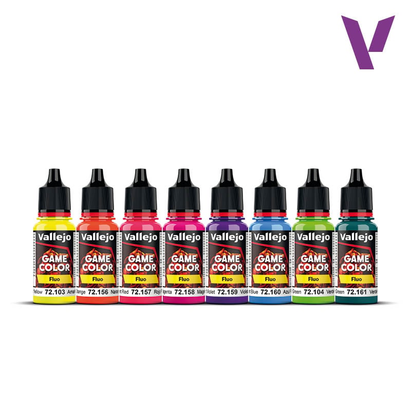 Vallejo Fluorescent Paint Set of 8 Fantasy Series 72214 Contents