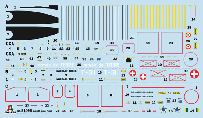 Italeri AS332 Super Puma Helicopter 1/72 Scale 91096 1096