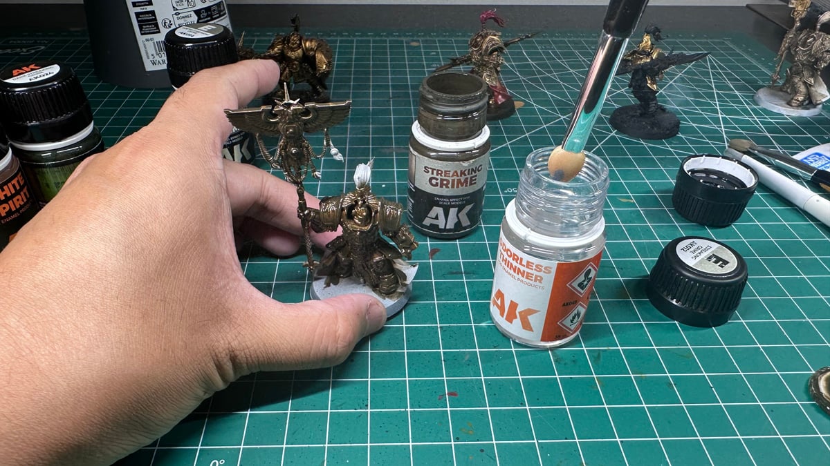 Applying Thinner with Brush