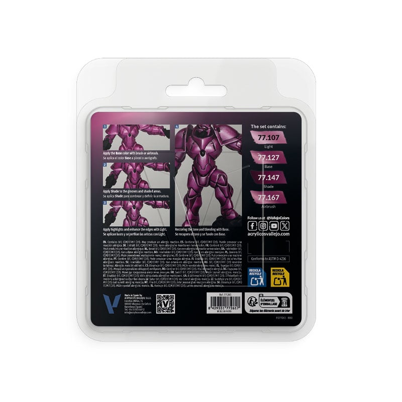 Crimson Magenta Paint Set True Metallic Metal Vallejo 77261