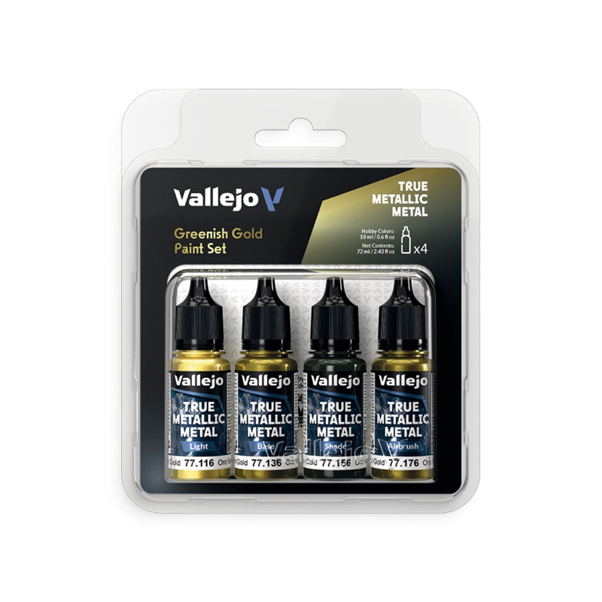Greenish Gold Paint Set True Metallic Metal Vallejo 77267
