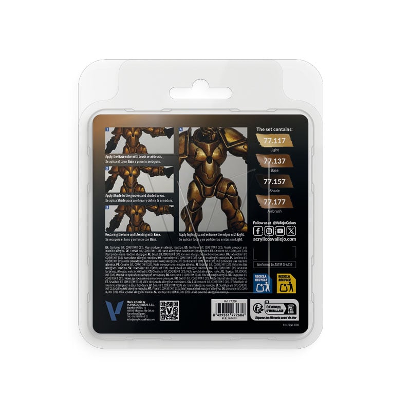 Arcane Gold Paint Set True Metallic Metal Vallejo 77268