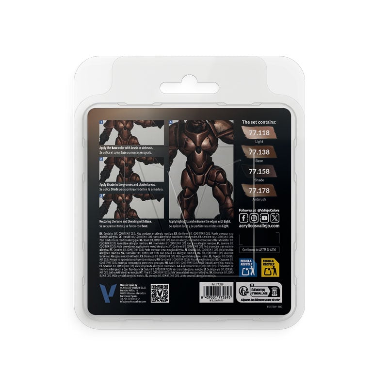 Rusty Metal Paint Set True Metallic Metal Vallejo 77269