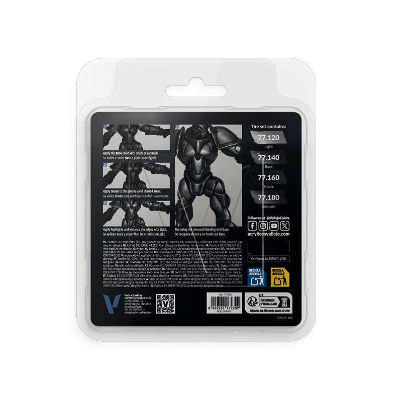 Obsidian Black Paint Set True Metallic Metal Vallejo 77270