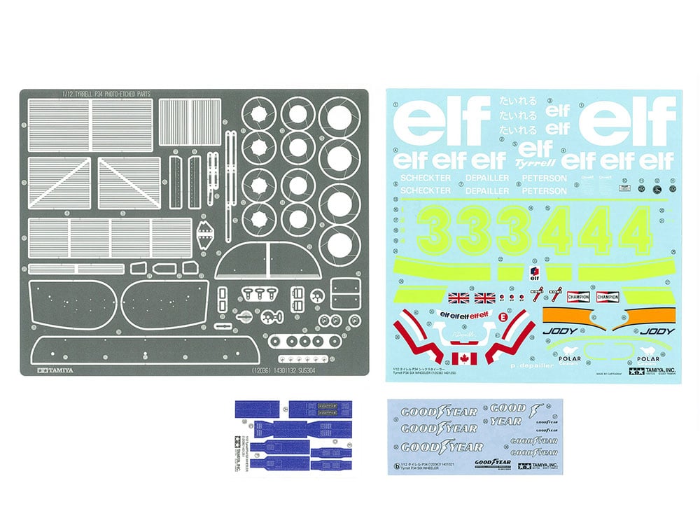 Tamiya Tyrrell P34 Six Wheeler with Photo-Etched Parts 1/12 Scale 12036 Decals