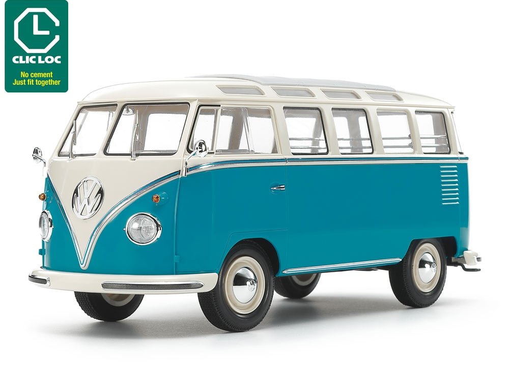 Tamiya Volkswagen Type 2 T1 Blue White Clic Loc 1/24 Scale 28102 Completed