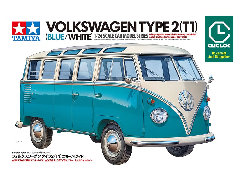 Tamiya Volkswagen Type 2 T1 Blue White Clic Loc 1/24 Scale 28102