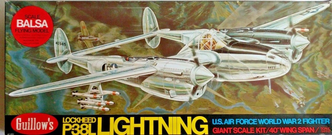 Guillows P-38L Lightning WW2 Fighter Balsa Model 1/16 Scale 2001