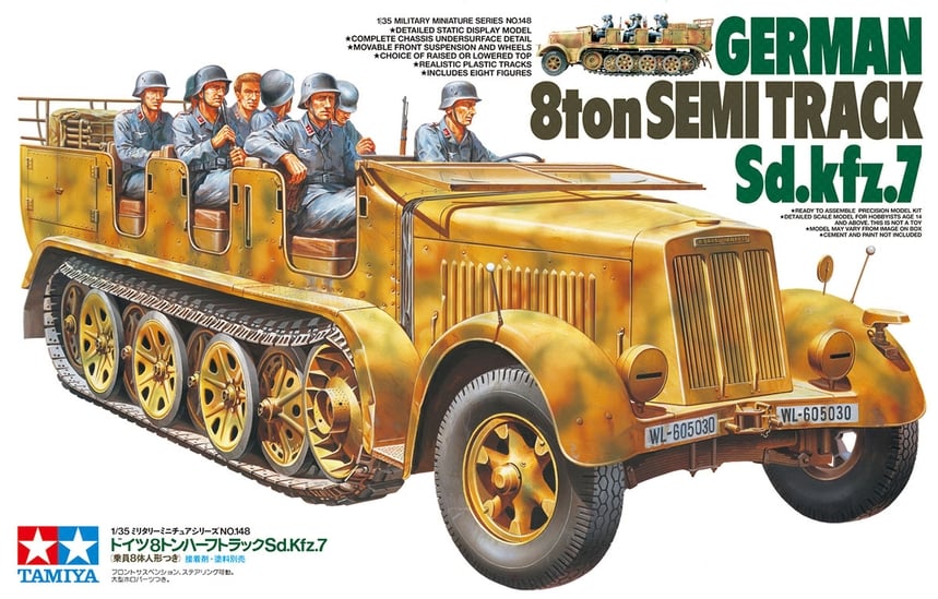 Tamiya German 8ton Semi Track Sd.kfz.7 Support Vehicle 1/35 Scale 35148 Box