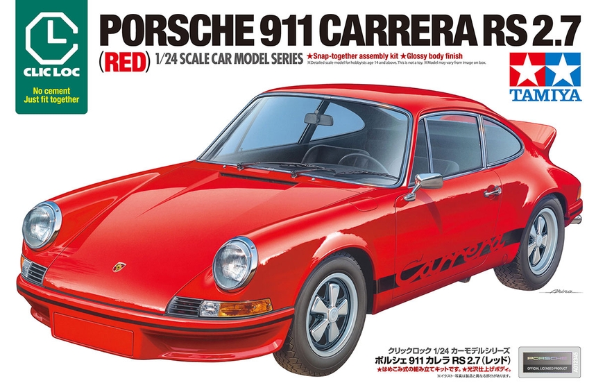 Tamiya Porsche 911 Carrera Rs 2.7 Red Clic Loc 1/24 Scale 28104 Box