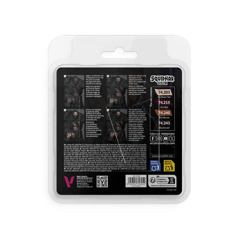 Dark Skin Set of 4 Paints Squidmar Color Vallejo 74305